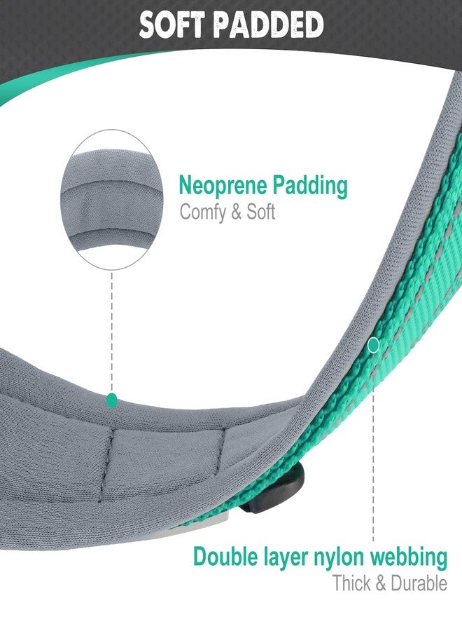 Joytale Dog Collar for Large Dogs, Neoprene Padded and Adjustable, Reflective Wide Heavy Duty Pet Collars with Durable Metal Belt Buckle for Walking, Teal, L - Image 2